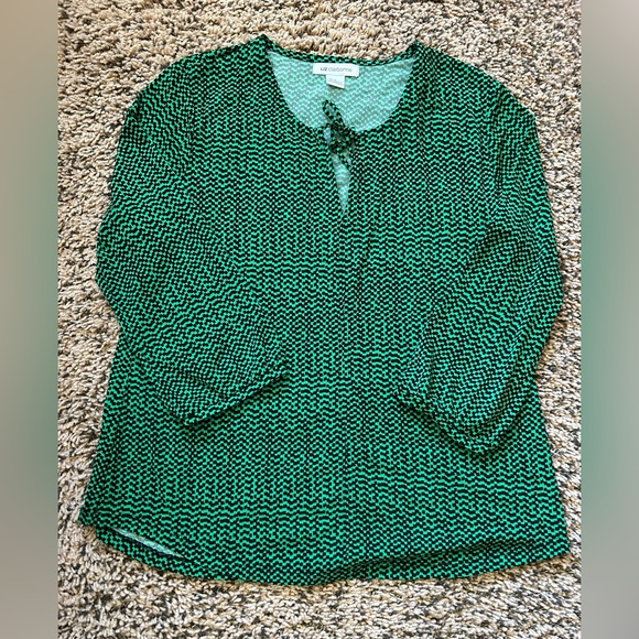 Liz Claiborne long sleeve women’s blouse.  Size L.  Polyester/spandex. - Picture 1 of 3